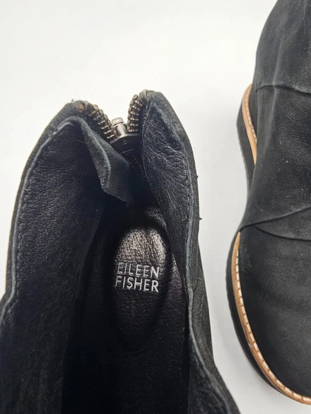Eileen Fisher Womens Black Suede Leather Clapton Wedge Ankle Boots Size 7.5 3772
